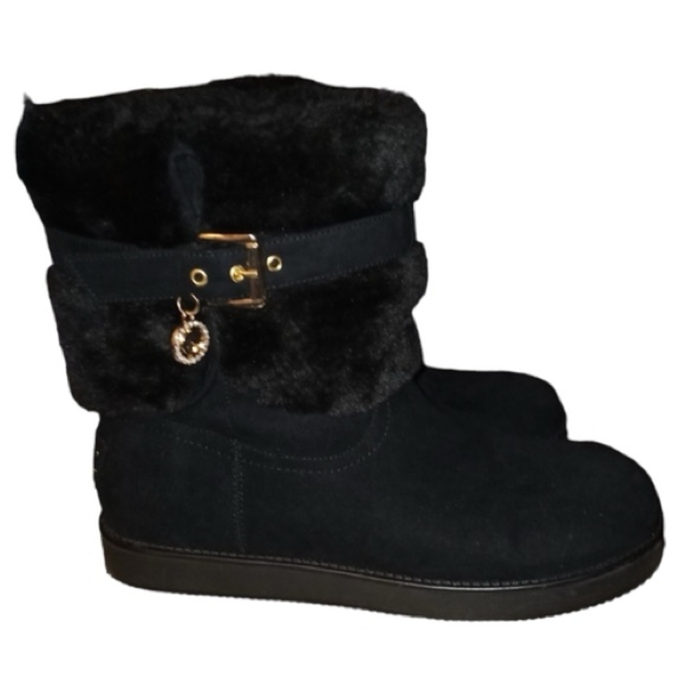 GBG Los Angeles Black Fur Winter Boots